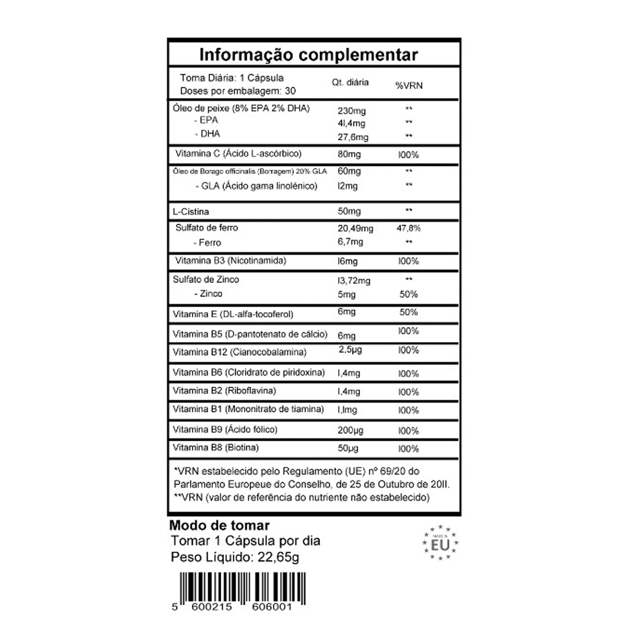 MOWA Cabelo &amp; Unha - Fortalecedor Natural 30 Cápsulas