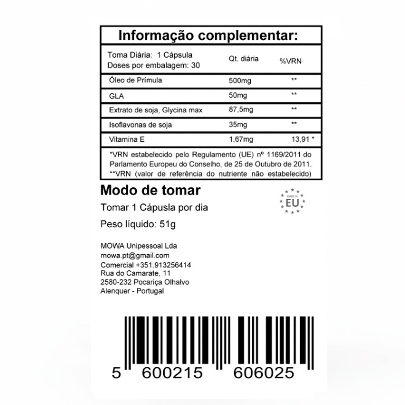 MOWA RENOVAMENO Menopausa - Equilíbrio Hormonal Feminino 30 Cápsulas